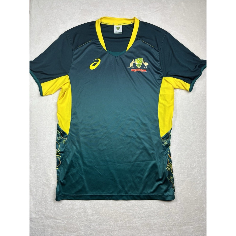 2023/24 Team Australia Men's Green/Yellow Cricket Jersey - Asics - Large